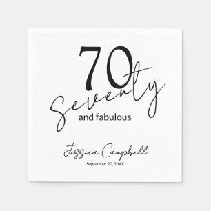 Siebzig und Fantastisch Skript Schwarz 70. Geburts Serviette