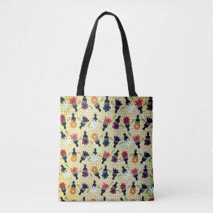 Siebziger Afro Picks und Blume Tasche