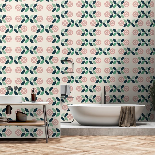 Siebziger-Mod-Blume-Muster-Hintergrund Tapete (Badezimmer)