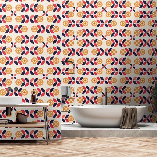 Siebziger-Mod-Blume-Muster-Hintergrund Tapete (Badezimmer)