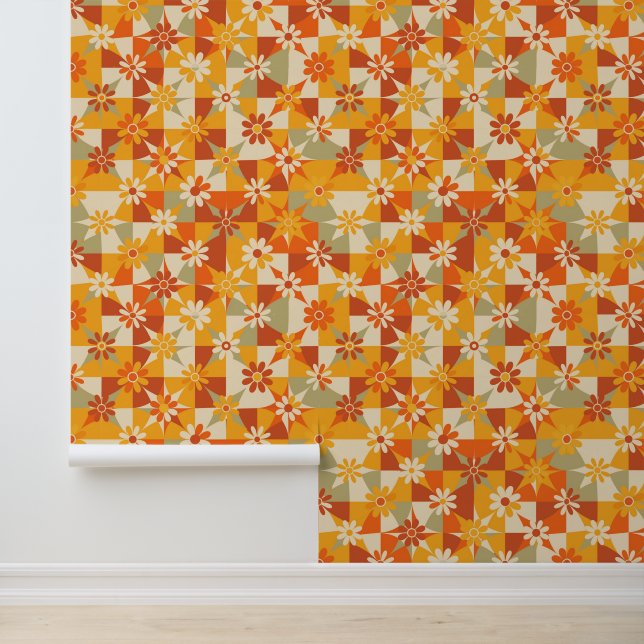 Siebziger Mod-Blumen-Muster Tapete (Anwendung)