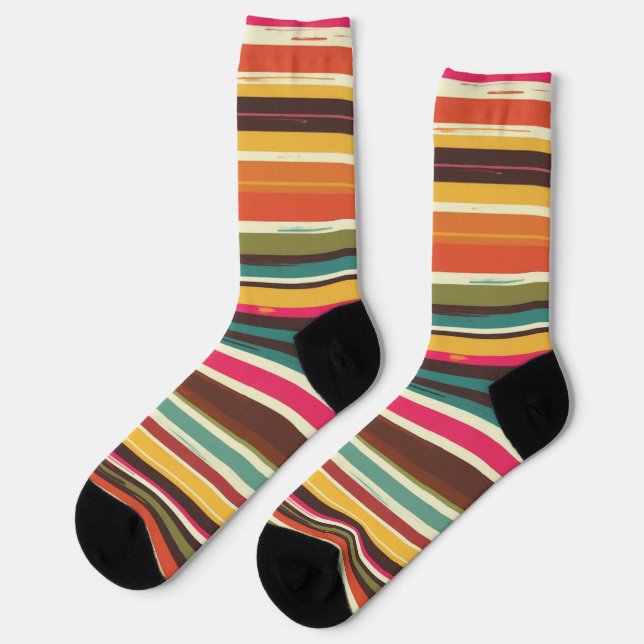 Siebziger Streifen Retro Crew Socken (Linkes Detail)