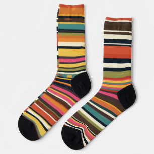 Siebziger-Streifen Retro-Horizontal Socken