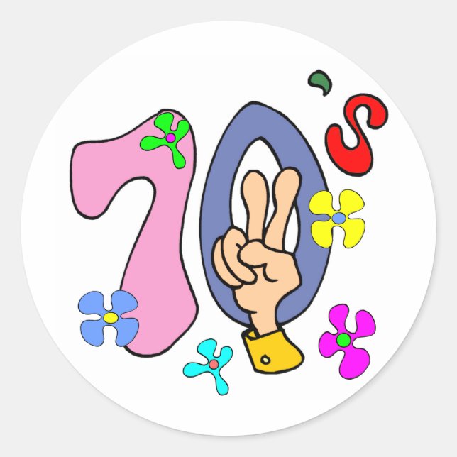 Siebziger T - Shirt und Geschenke. Runder Aufkleber (Vorderseite)