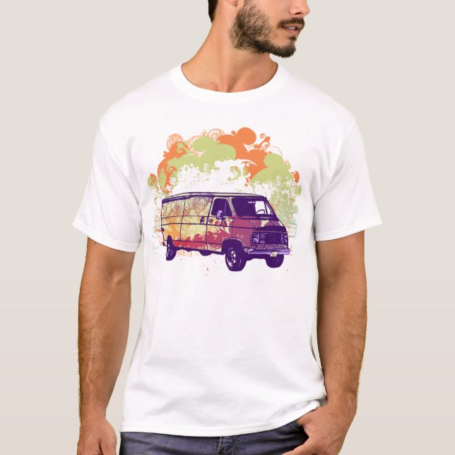 Siebzigerjahre Chevy Hippie Van T-Shirt (Vorderseite)