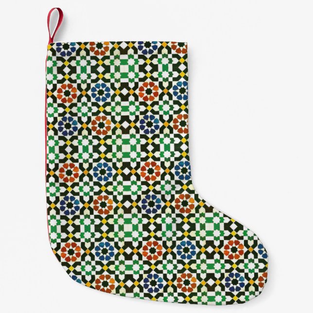Siebzigerjahre marokkanisches Farbmuster Kleiner Weihnachtsstrumpf (Vorderseite)