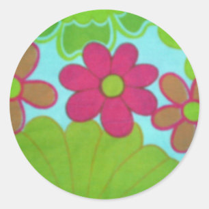 Siebzigerjahre Retro Blume Runder Aufkleber