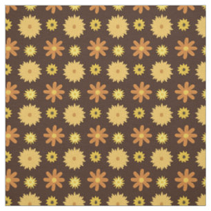 Siebzigerjahre Retro orange Gelb-Blumenmuster Stoff