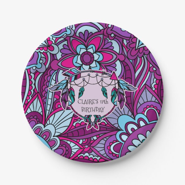 Siebzigerjahre, Retro Party-Teller Pappteller (Vorderseite)