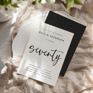 Siebzigste Modern B&W 70. Geburtstagsparty Typogra Einladung