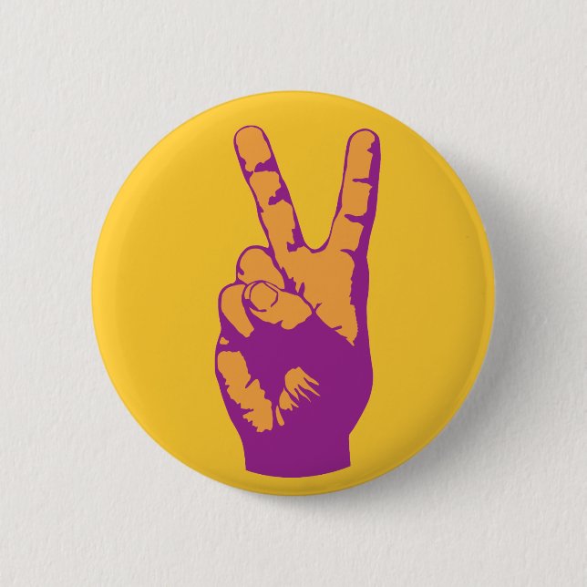 Sieg-, Friedens- und Harmoniehandsymbol Button (Vorderseite)