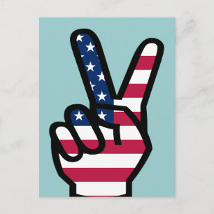 Sieg mit amerikanischer Flagge Postkarte