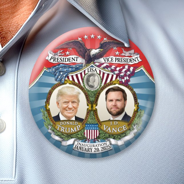 Sieg und Amtseinführung - Donald Trump JD Vance Button (Trump Vance Inauguration and Victory Collectible for the 2024 Election - the 47th President)