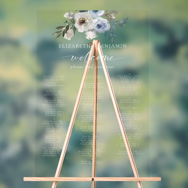 Siège Alphabétique Floral Mariage bleu Dusty (Neutre)