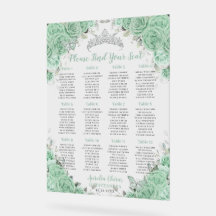 Siège en argent de Quinceañera Mint Green Floral