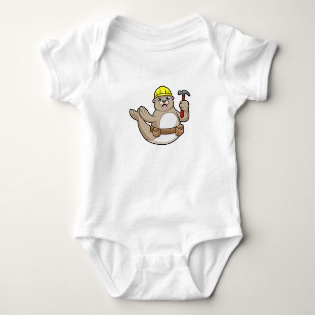 Siegel als Carpenter mit Hammer & Hat Baby Strampler (Vorderseite)