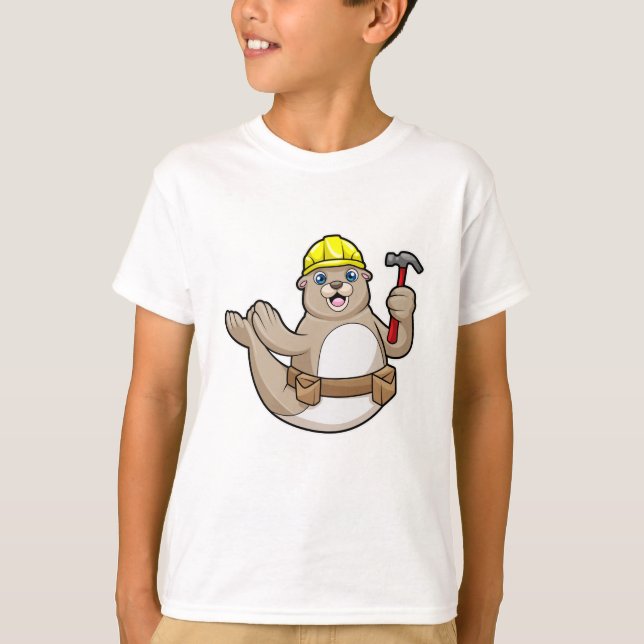 Siegel als Carpenter mit Hammer & Hat T-Shirt (Vorderseite)