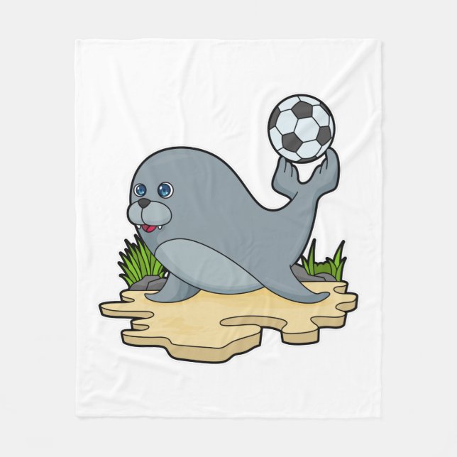 Siegel als Fußballspieler mit Fußball Fleecedecke (Vorderseite)