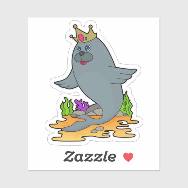 Siegel als König mit Krone Aufkleber (Blatt)