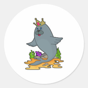 Siegel als König mit Krone Runder Aufkleber