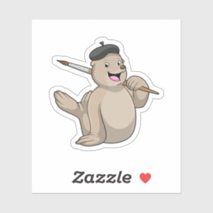 Siegel als Maler mit Pinsel Aufkleber