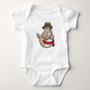 Siegel als Pirate mit Piratenhut Baby Strampler