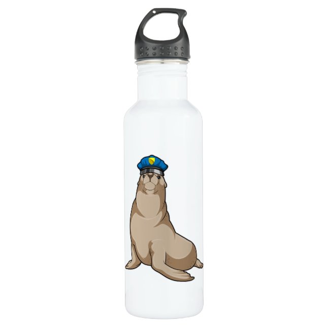 Siegel als Polizeibeamter Edelstahlflasche (Vorderseite)