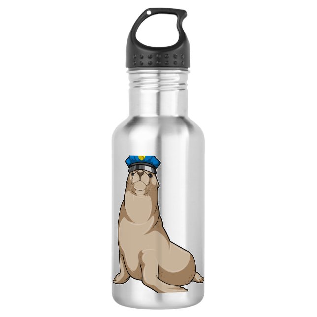 Siegel als Polizeibeamter Edelstahlflasche (Vorderseite)