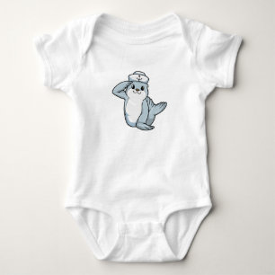 Siegel als Seemann mit Sailor-Hut Baby Strampler
