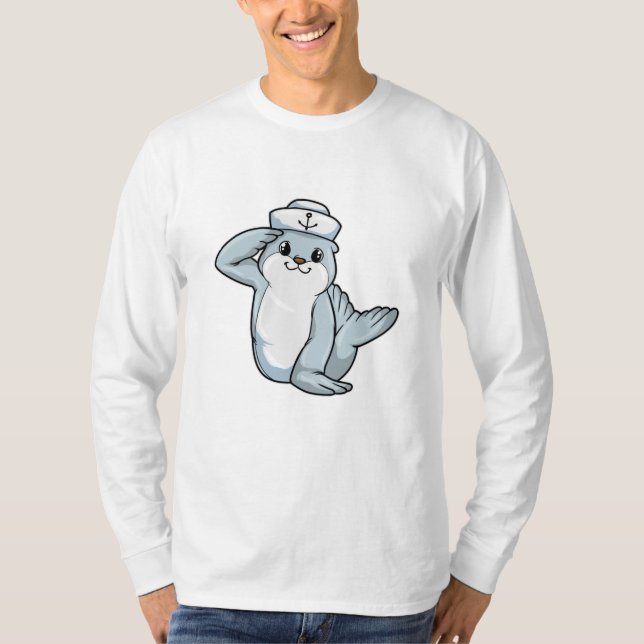 Siegel als Seemann mit Sailor-Hut T-Shirt (Vorderseite)