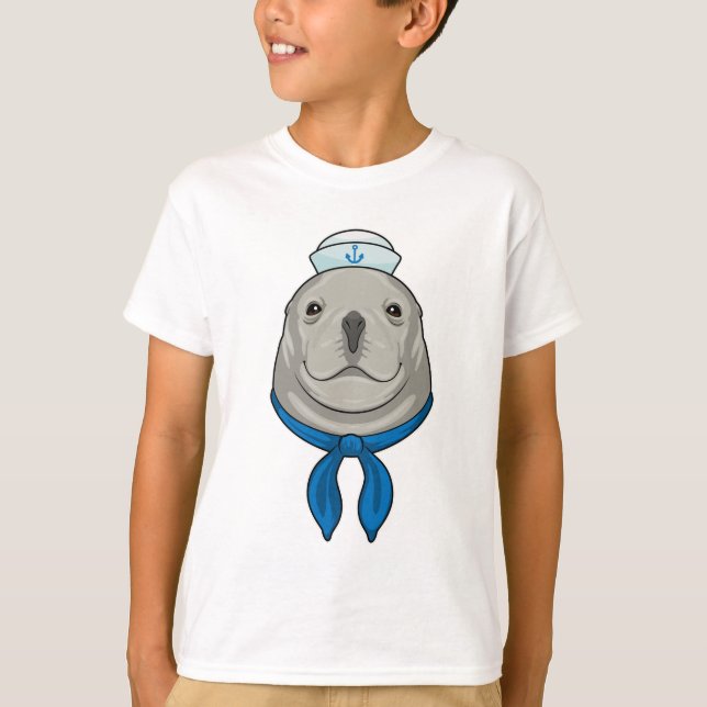 Siegel als Seemann mit Sailor-Hut T-Shirt (Vorderseite)