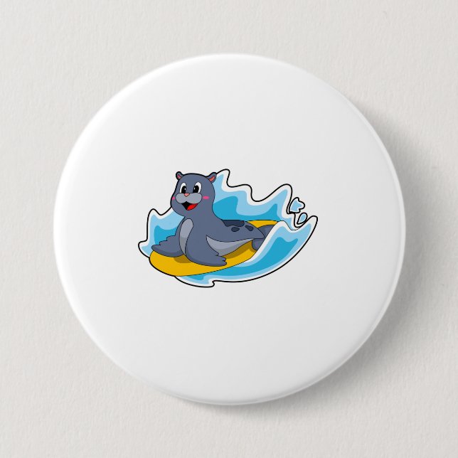 Siegel als Surfer mit Surfbrett Button (Vorderseite)