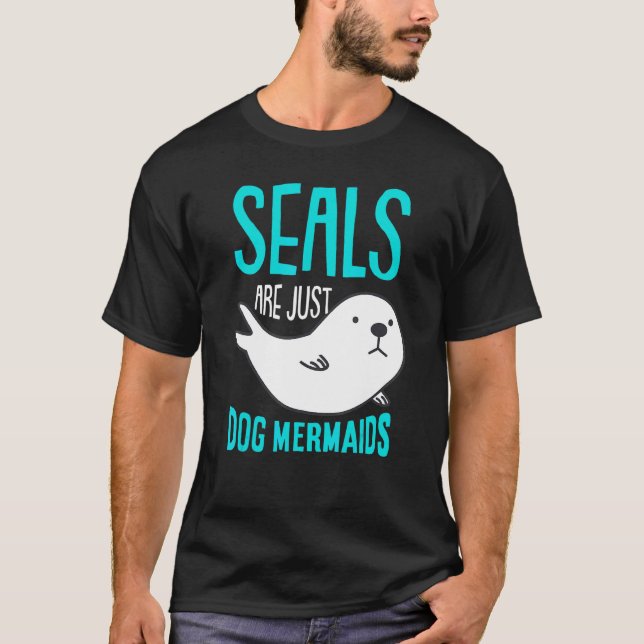 Siegel Animal Mermaid Nizza Niedliches Siegel T-Shirt (Vorderseite)