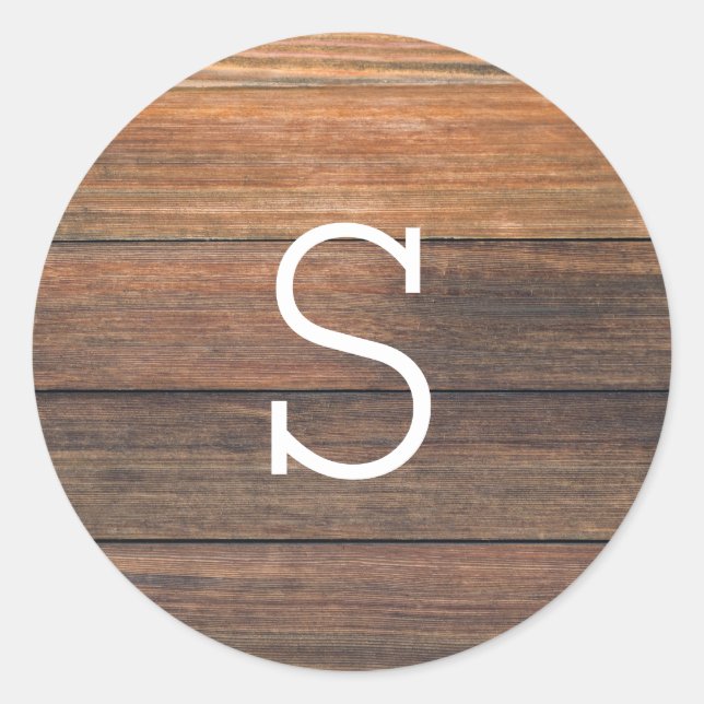 Siegel-Aufkleber für das Hochzeitstich aus Holz Runder Aufkleber (Vorderseite)