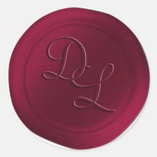 Siegel-Aufkleber für Wine Burgundy 2 Letter Monogr Runder Aufkleber