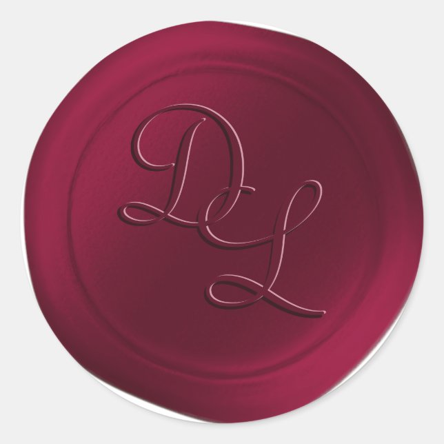 Siegel-Aufkleber für Wine Burgundy 2 Letter Monogr Runder Aufkleber (Vorderseite)