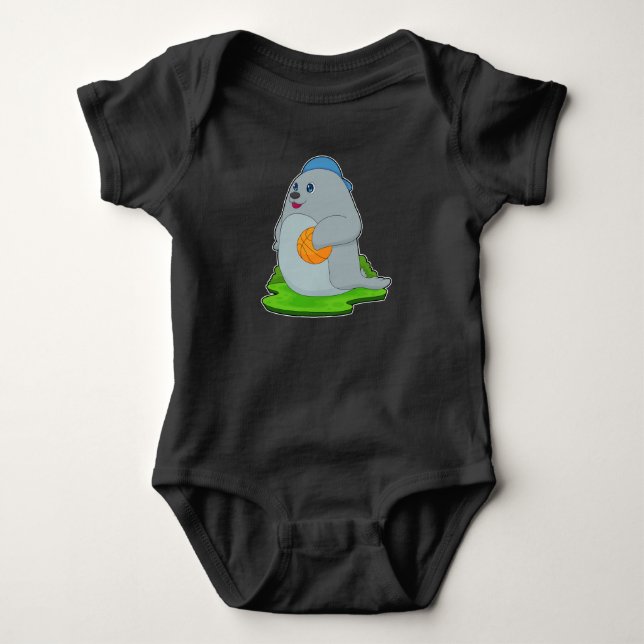 Siegel Basketball-Spieler Basketball Baby Strampler (Vorderseite)