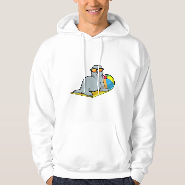 Siegel bei Sonnenbaden mit Wasserpolo Hoodie (Vorderseite)
