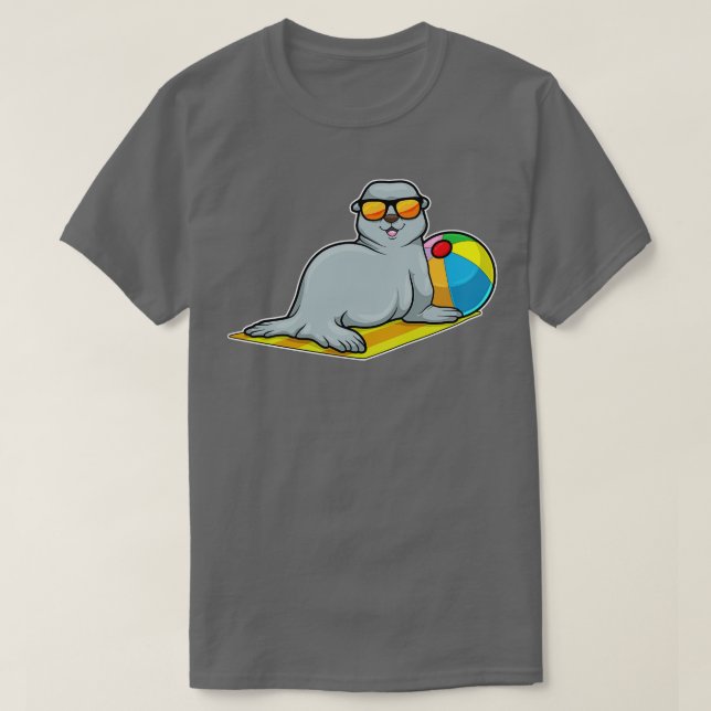 Siegel bei Sonnenbaden mit Wasserpolo Sonnenbrille T-Shirt (Design vorne)