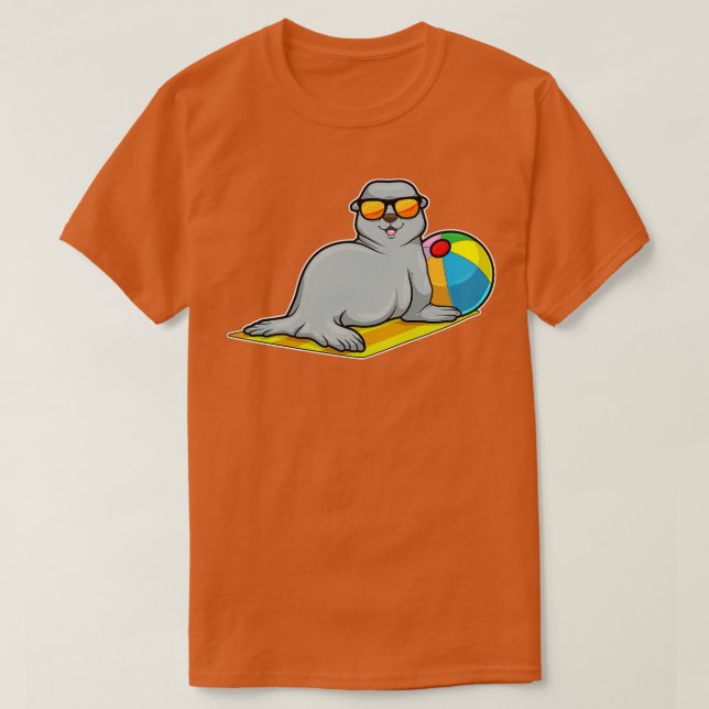 Siegel bei Sonnenbaden mit Wasserpolo Sonnenbrille T-Shirt (Design vorne)