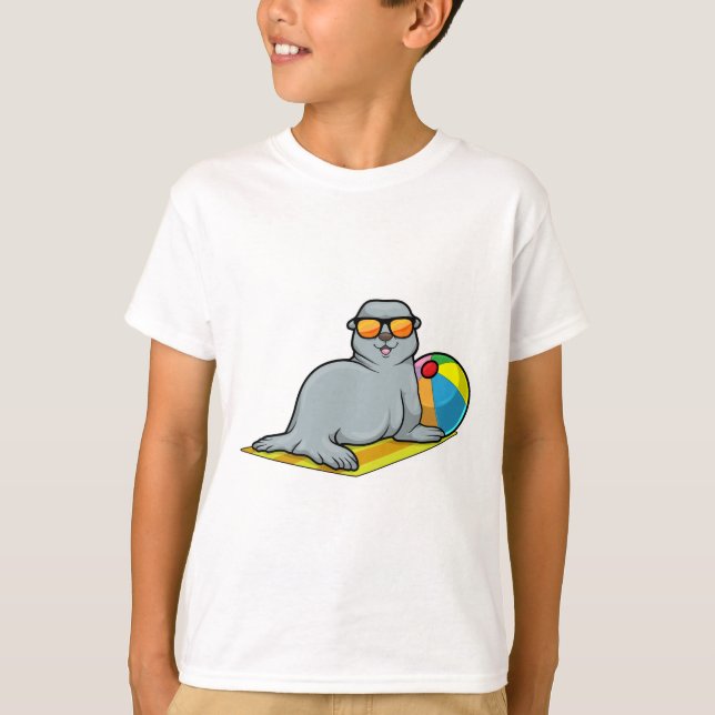Siegel bei Sonnenbaden mit Wasserpolo T-Shirt (Vorderseite)
