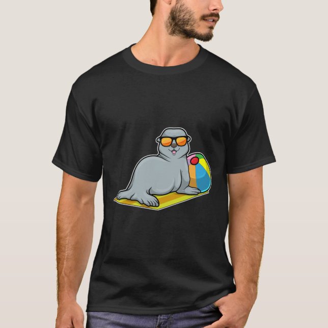 Siegel bei Sonnenbaden mit Wasserpolo T-Shirt (Vorderseite)