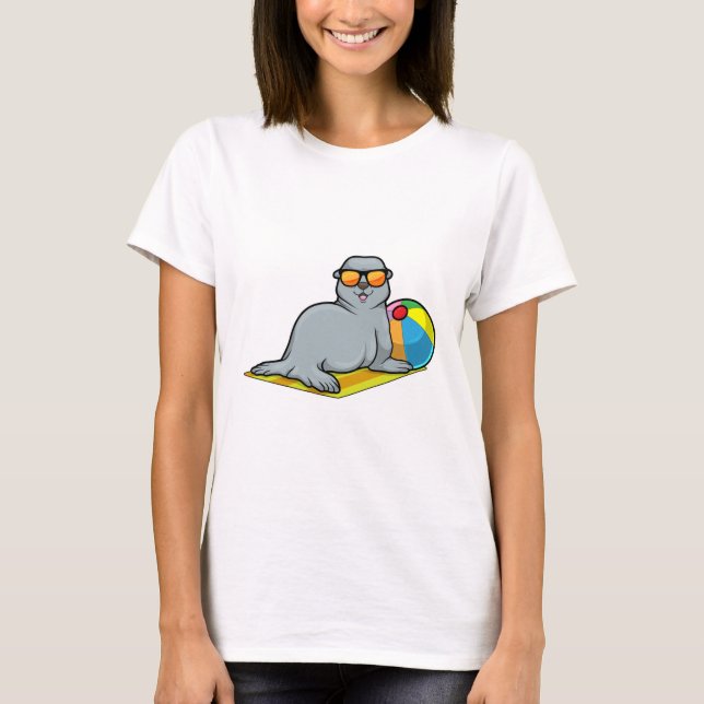 Siegel bei Sonnenbaden mit Wasserpolo T-Shirt (Vorderseite)