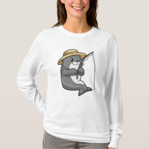Siegel beim Angeln mit Angelstab & Hut T-Shirt