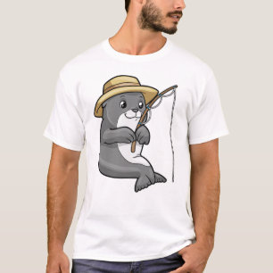 Siegel beim Angeln mit Angelstab & Hut T-Shirt