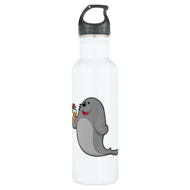 Siegel beim Trinken mit Saft Edelstahlflasche (Vorderseite)