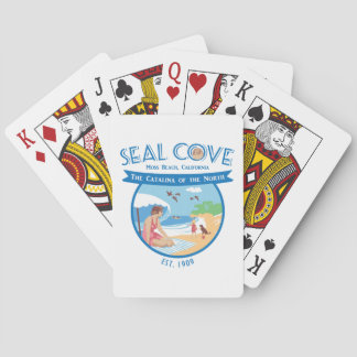 Siegel Cove spielt Karten. Spielkarten