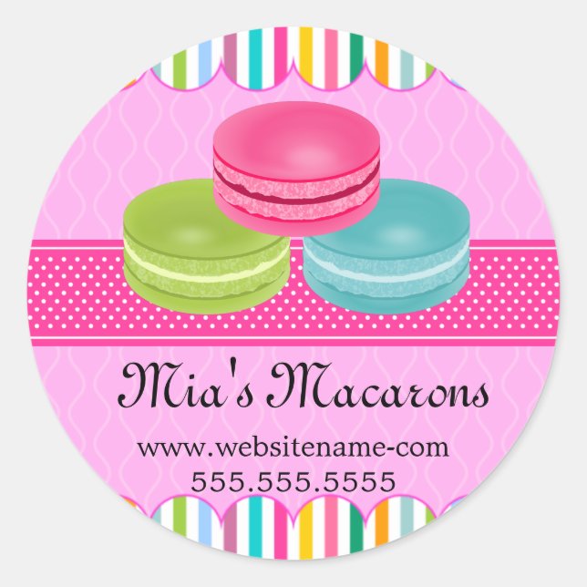 Siegel der farbenfrohen Macaron Bäckerei Box Runder Aufkleber (Vorderseite)