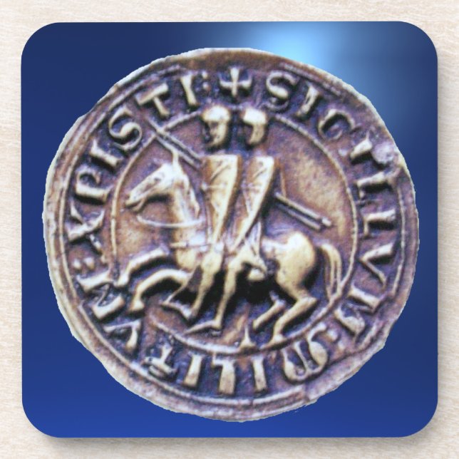 SIEGEL DER KNIGHTS TEMPLAR blaues Edelstein Untersetzer (Vorderseite)