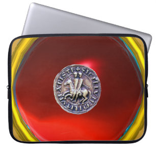 SIEGEL DER KNIGHTS TEMPLAR Graue Edelstein rot Laptopschutzhülle